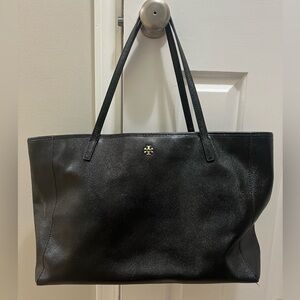 Tory Burch Black Leather Tote Large Shimmery